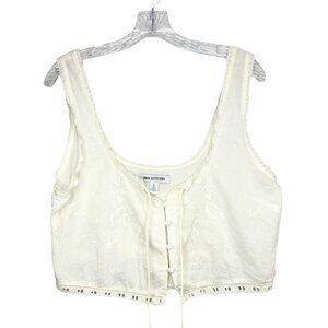 URBAN OUTFITTERS | Eve Embroidered Crop Top Cream Color Sz L